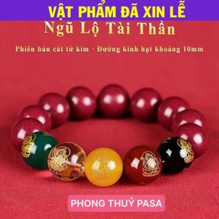 < Lộc Tết > Vòng đá chu sa thật cao cấp phong thủy mang lại may mắn bình an ngũ lộ thần tài vòng phật