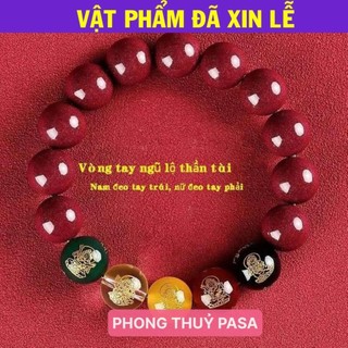 < Lộc Tết > Vòng tay Chu sa phong thuỷ Ngũ Lộ Thần Tài may mắn tài lộc bình an vòng đá chu sa đỏ vòng hạt phật