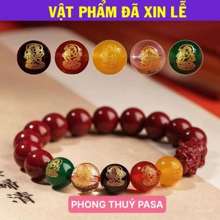 < Lộc Tết > Vòng tay Chu sa phong thuỷ Ngũ Lộ Thần Tài may mắn tài lộc bình an vòng đá chu sa đỏ vòng hạt phật