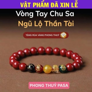 < Lộc Tết > Vòng tay Chu sa phong thuỷ Ngũ Lộ Thần Tài may mắn tài lộc bình an vòng đá chu sa đỏ vòng hạt phật