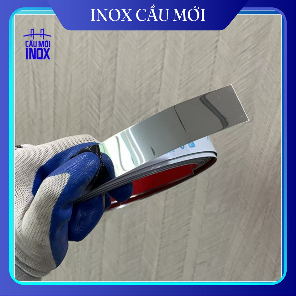 Nẹp la inox dán tường cuộn 5m, có keo sẵn, màu bạc gương, hồng gương ...