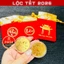 ⭐RƯỚC LỘC⭐ COMBO 5 Đồng Xu hình Ngựa kim loại vàng , kèm túi gấm đỏ LỘC may mắn làm quà tặng , Giá Tốt