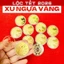⭐RƯỚC LỘC⭐ COMBO 5 Đồng Xu hình Ngựa kim loại vàng , kèm túi gấm đỏ LỘC may mắn làm quà tặng , Giá Tốt