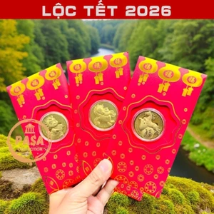 ⭐RƯỚC LỘC⭐ SET 10 Bao Lì Xì Mạ Vàng Hình Con Ngựa Tết 2026 làm quà tặng phong thủy Tết