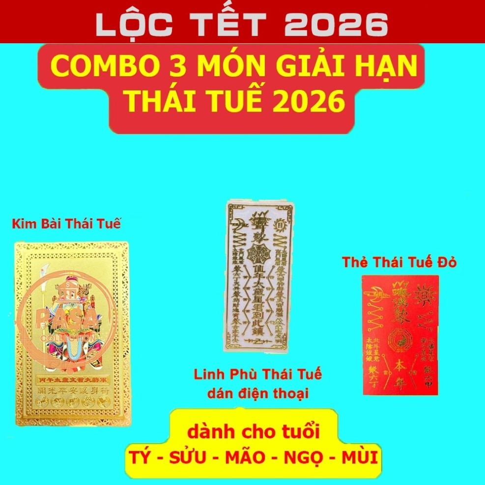 ⭐RƯỚC LỘC⭐ (ĐÃ THỈ.NH) Sét 3 Món Thái Tuế 2026 : Kim Bài Thái Tuế - Phù Thái Tuế Bình an May mắn