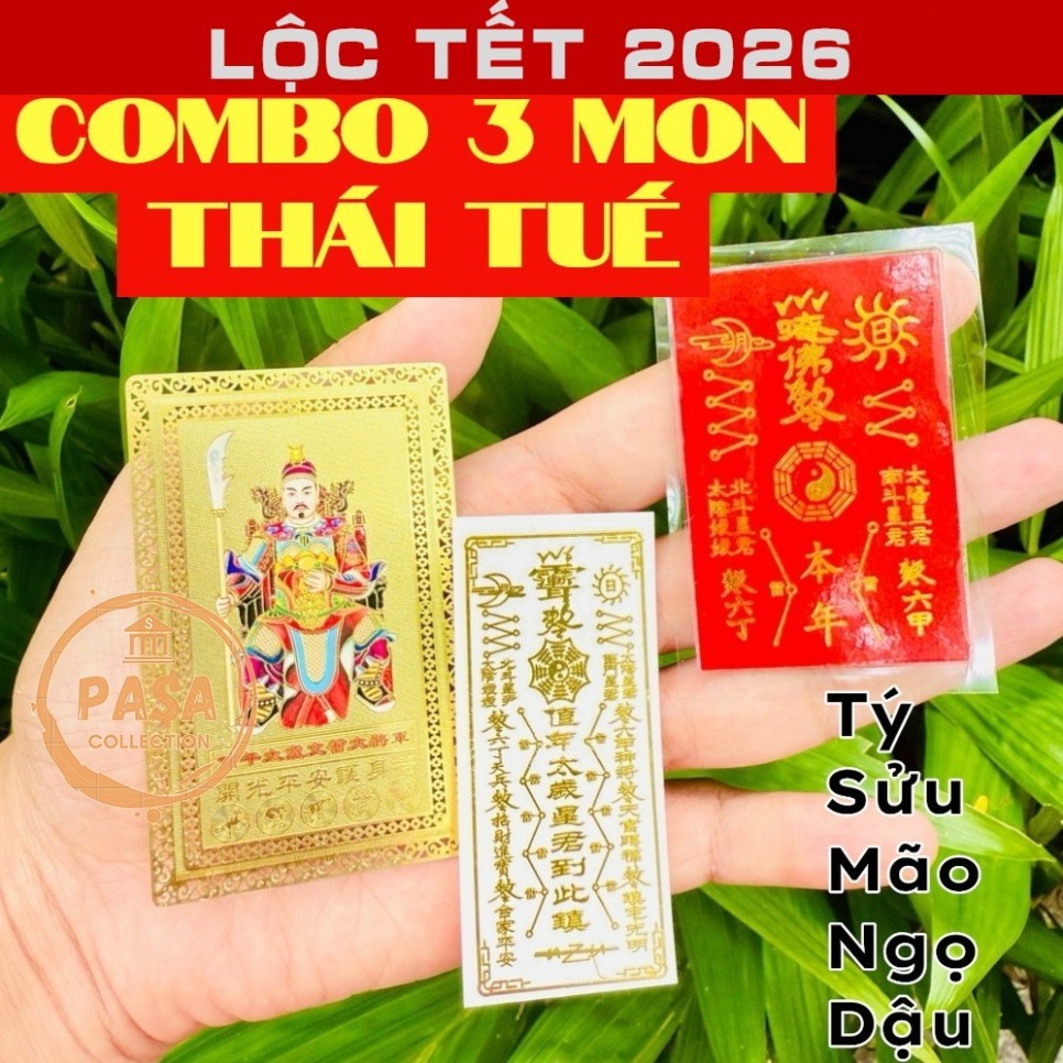 ⭐RƯỚC LỘC⭐ (ĐÃ THỈ.NH) Sét 3 Món Thái Tuế 2026 : Kim Bài Thái Tuế - Phù Thái Tuế Bình an May mắn
