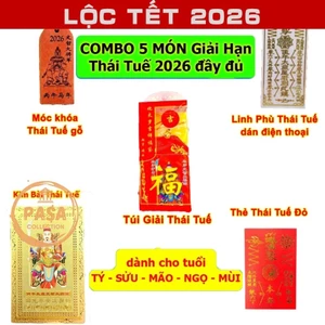 ⭐RƯỚC LỘC⭐ Sét 5 Món Thái Tuế 2026 : Túi Thái Tuế - Móc Khóa - Kim Bài Thái Tuế - Phù Thái Tuế Bình an May mắn