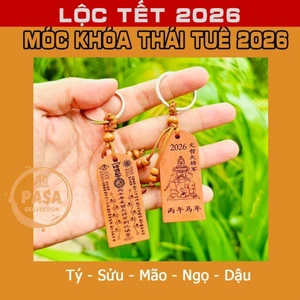 ⭐RƯỚC LỘC⭐ Móc Khóa Thái Tuế Gỗ 2026 Phong Thủy , Giải Phạm Thái Tuế Năm BÍNH NGỌ , Thẻ Bài Thái Tuế Bằng Gỗ