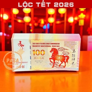 ⭐RƯỚC LỘC⭐ Tiền 100 Macao Hình Con Ngựa Lì Xì Tết BÍNH NGỌ 2026