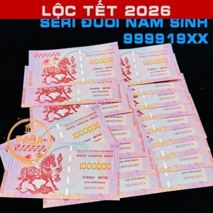 ⭐RƯỚC LỘC⭐ ⭐Seri Năm Sinh⭐ Tiền Con Ngựa Macao Mệnh Giá Khủng 1 Triệu lưu niệm phát hành Lì Xì Tết 2026, kèm bao lì xì