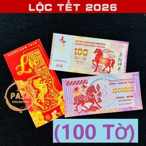 ⭐RƯỚC LỘC⭐ [COMBO 100 Tờ] Tiền MaCao 100 Patacas Hình Con Ngựa Kèm 100 bao lì xì Bính Ngọ, lưu niệm Tết