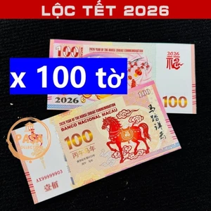 ⭐RƯỚC LỘC⭐ 100 TỜ Lì Xì Hình Con Ngựa 100 Macau (Macao) 100 , Quà tặng Phong Thuỷ May Mắn