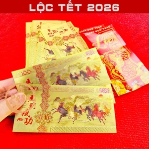 ⭐RƯỚC LỘC⭐ Tiền Hình Con Ngựa Plastic Mạ Vàng In Màu 3D