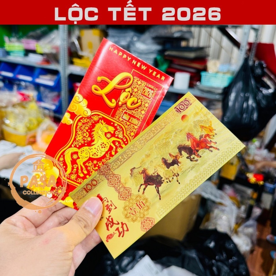 ⭐RƯỚC LỘC⭐ Tiền Hình Con Ngựa Plastic Mạ Vàng In Màu 3D
