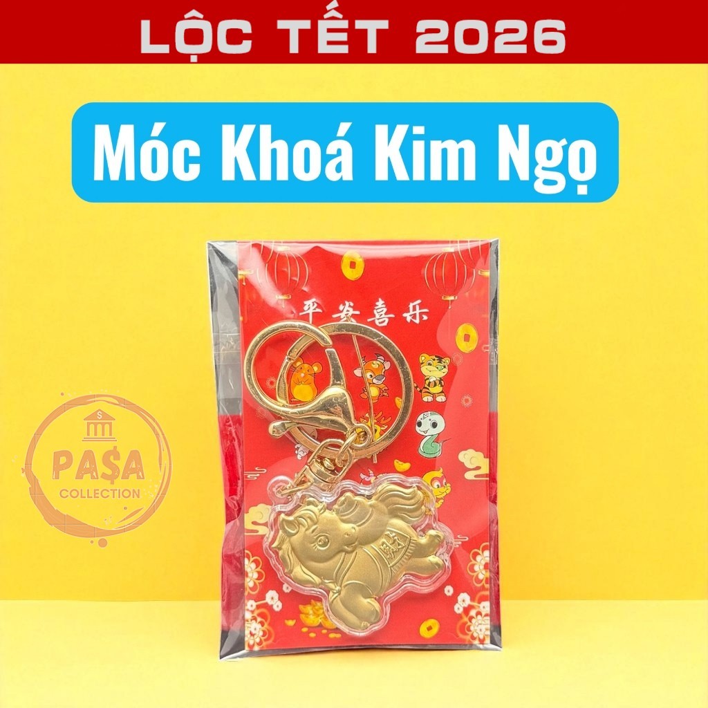 ⭐RƯỚC LỘC⭐ Móc Khóa Mặt Hình Ngựa Mạ Vàng 24k , Treo Xe Máy, Ô Tô Phong Thủy May Mắn, Năm Mới Phát Tài Phát Lộc