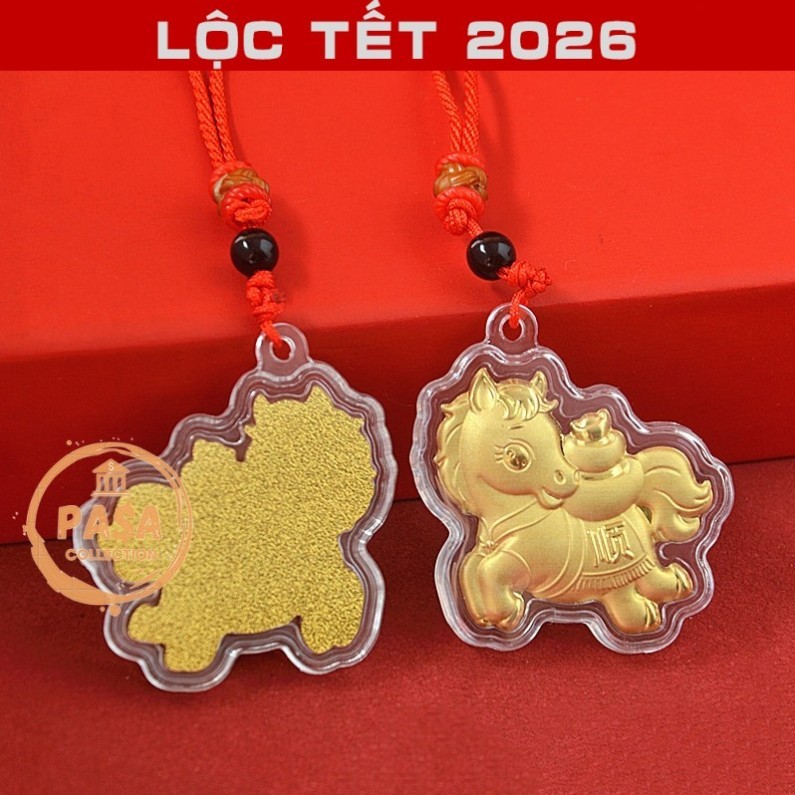 ⭐RƯỚC LỘC⭐ Móc Khóa Mặt Hình Ngựa Mạ Vàng 24k , Treo Xe Máy, Ô Tô Phong Thủy May Mắn, Năm Mới Phát Tài Phát Lộc
