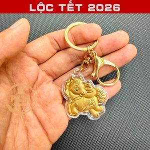 ⭐RƯỚC LỘC⭐ (10 CÁI) Móc Khóa Hình Ngựa Vàng Khai Lộc Thần Tài Mạ vàng Cao Cấp Treo Oto - Xe Máy Phong Thủy May Mắn