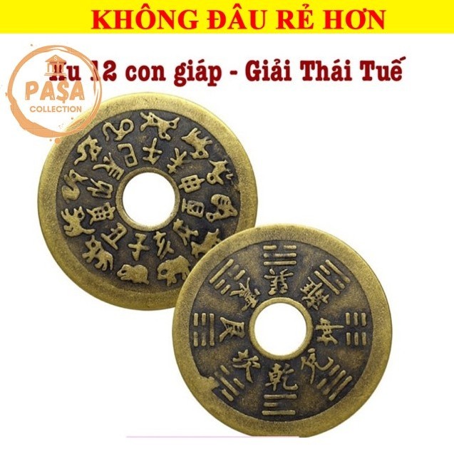 ⭐RƯỚC LỘC⭐ Đồng Xu Giải Thái Tuế - Xu Áp Thái Tuế Bằng Đồng 4cm - ĐÃ KHAII QUANNG