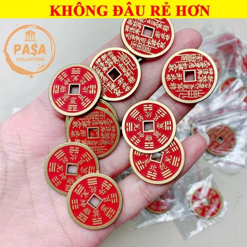 ⭐RƯỚC LỘC⭐ Sỉ 10 Đồng Xu Chu Sa Bằng Đồng Thau Mới 2026 , dày dặn , LOẠI ĐÃ KHAII QUANNG