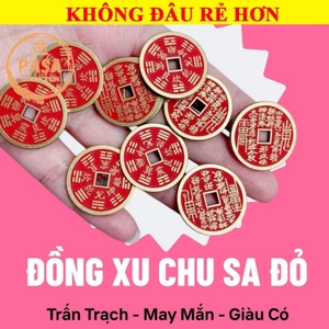⭐RƯỚC LỘC⭐ Sỉ 10 Đồng Xu Chu Sa Bằng Đồng Thau Mới 2026 , dày dặn , LOẠI ĐÃ KHAII QUANNG