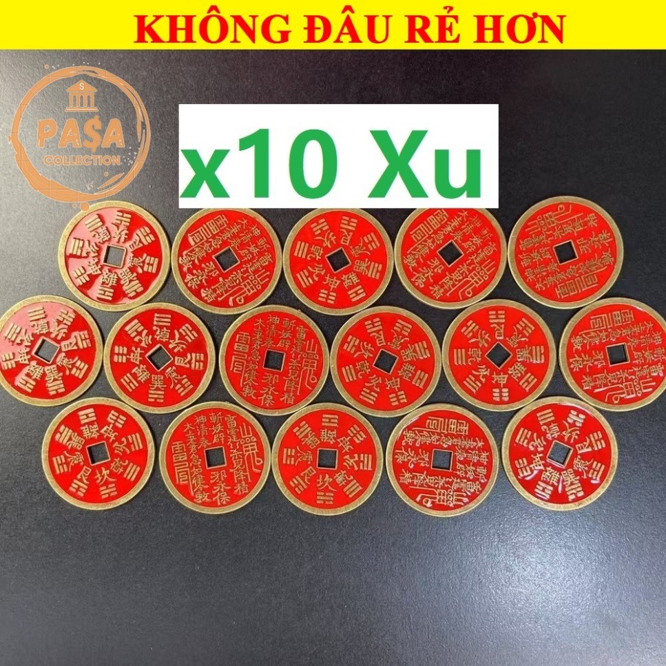 ⭐RƯỚC LỘC⭐ Sỉ 10 Đồng Xu Chu Sa Bằng Đồng Thau Mới 2026 , dày dặn , LOẠI ĐÃ KHAII QUANNG