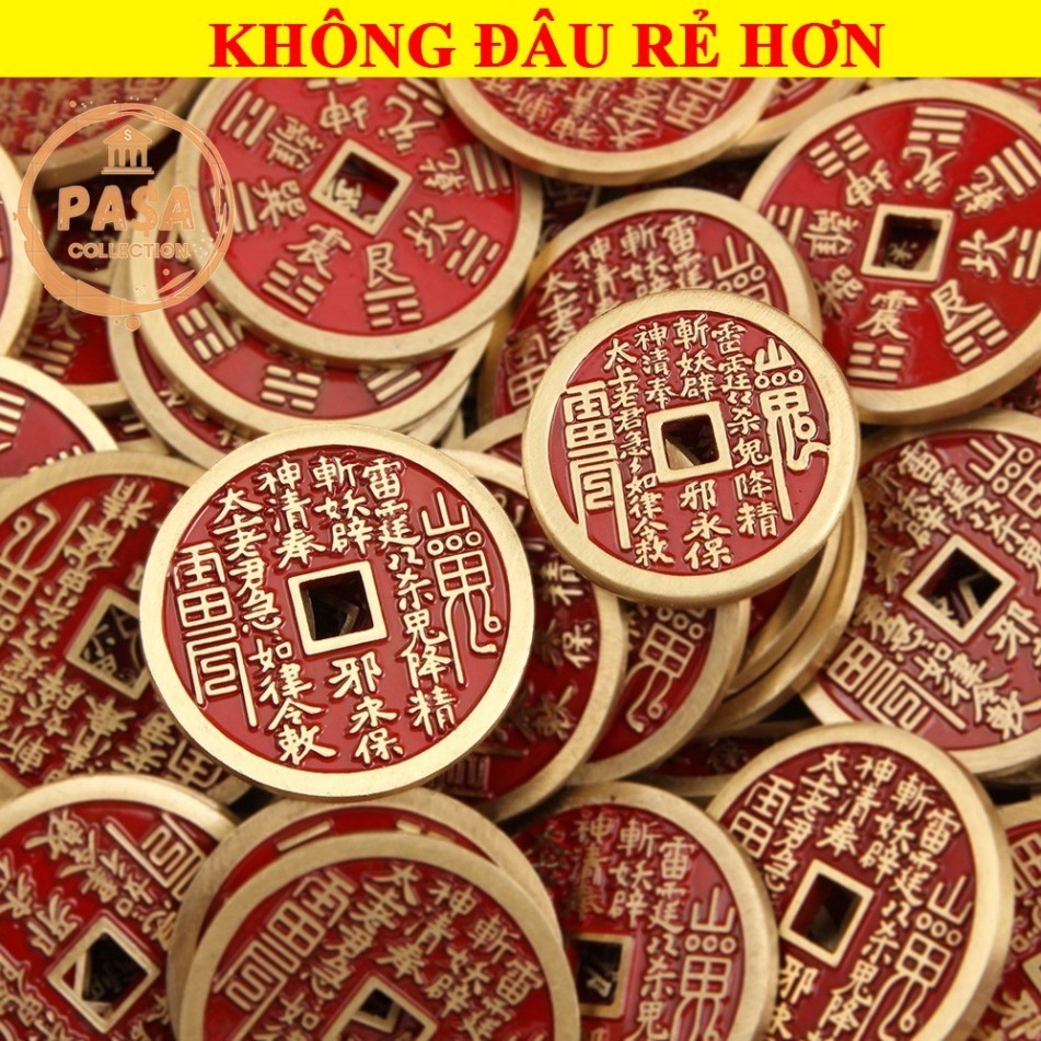 ⭐RƯỚC LỘC⭐ Sỉ 10 Đồng Xu Chu Sa Bằng Đồng Thau Mới 2026 , dày dặn , LOẠI ĐÃ KHAII QUANNG