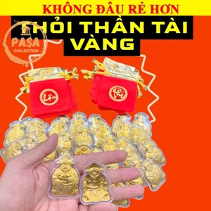 ⭐RƯỚC LỘC⭐ Sỉ 100 Thỏi Thần Tài Mạ Vàng Kèm Túi Gấm Chữ Lộc , Phúc , Vía Ông Thần Tài Phong Thuỷ May Mắn