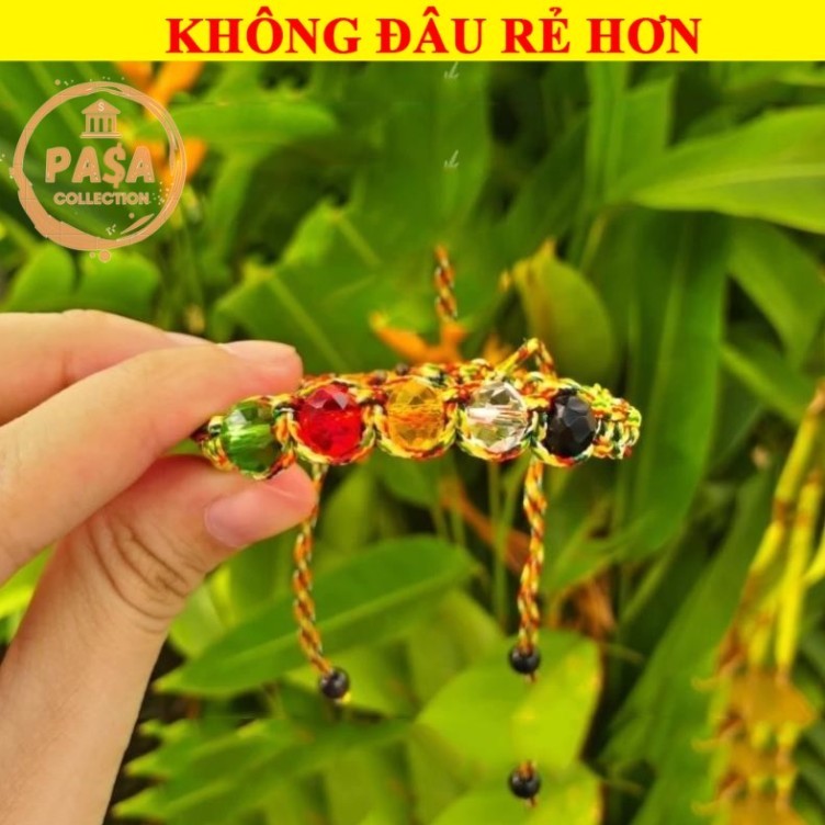 ⭐RƯỚC LỘC⭐ Vòng Tay chỉ ngũ sắc mix đá phong thủy ngũ hành Bình An, May mắn