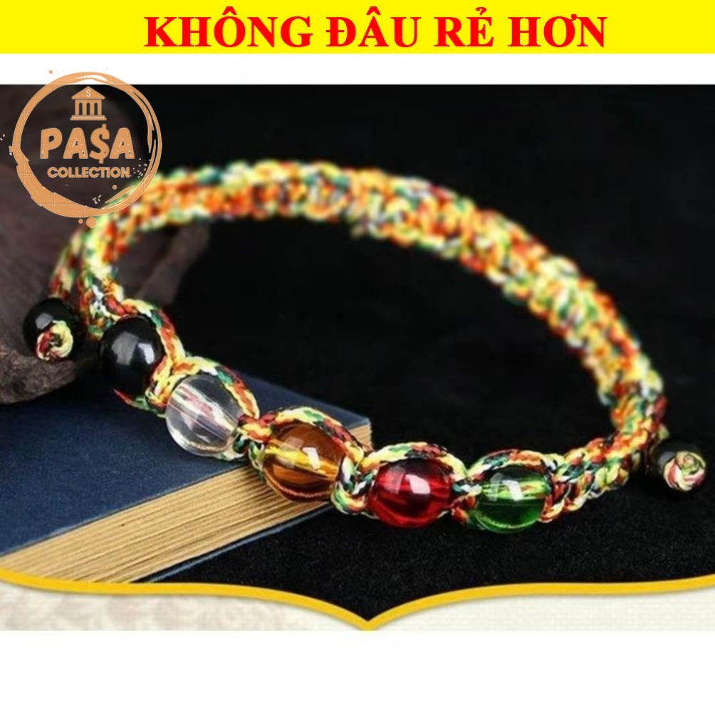 ⭐RƯỚC LỘC⭐ Vòng Tay chỉ ngũ sắc mix đá phong thủy ngũ hành Bình An, May mắn