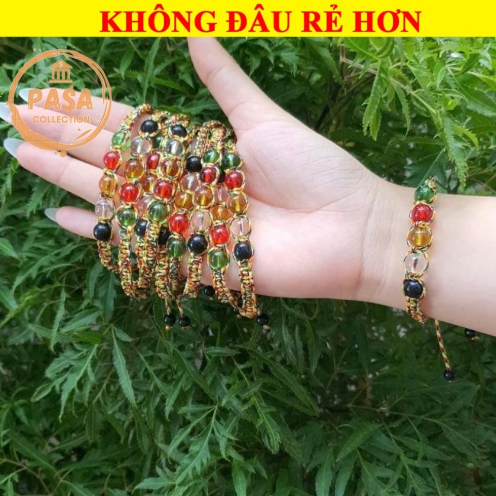⭐RƯỚC LỘC⭐ Vòng Tay chỉ ngũ sắc mix đá phong thủy ngũ hành Bình An, May mắn