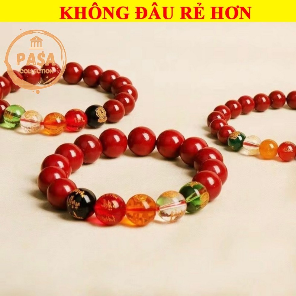⭐RƯỚC LỘC⭐ Vòng tay ngũ sắc giả hạt chu sa phong thủy – Size 10mm 12mm – phụ kiện may mắn