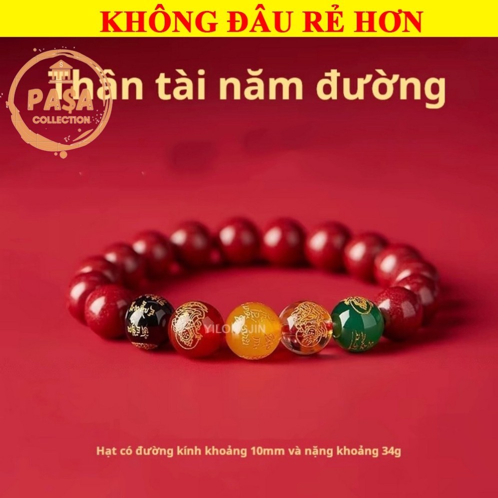 ⭐RƯỚC LỘC⭐ Vòng tay ngũ sắc giả hạt chu sa phong thủy – Size 10mm 12mm – phụ kiện may mắn
