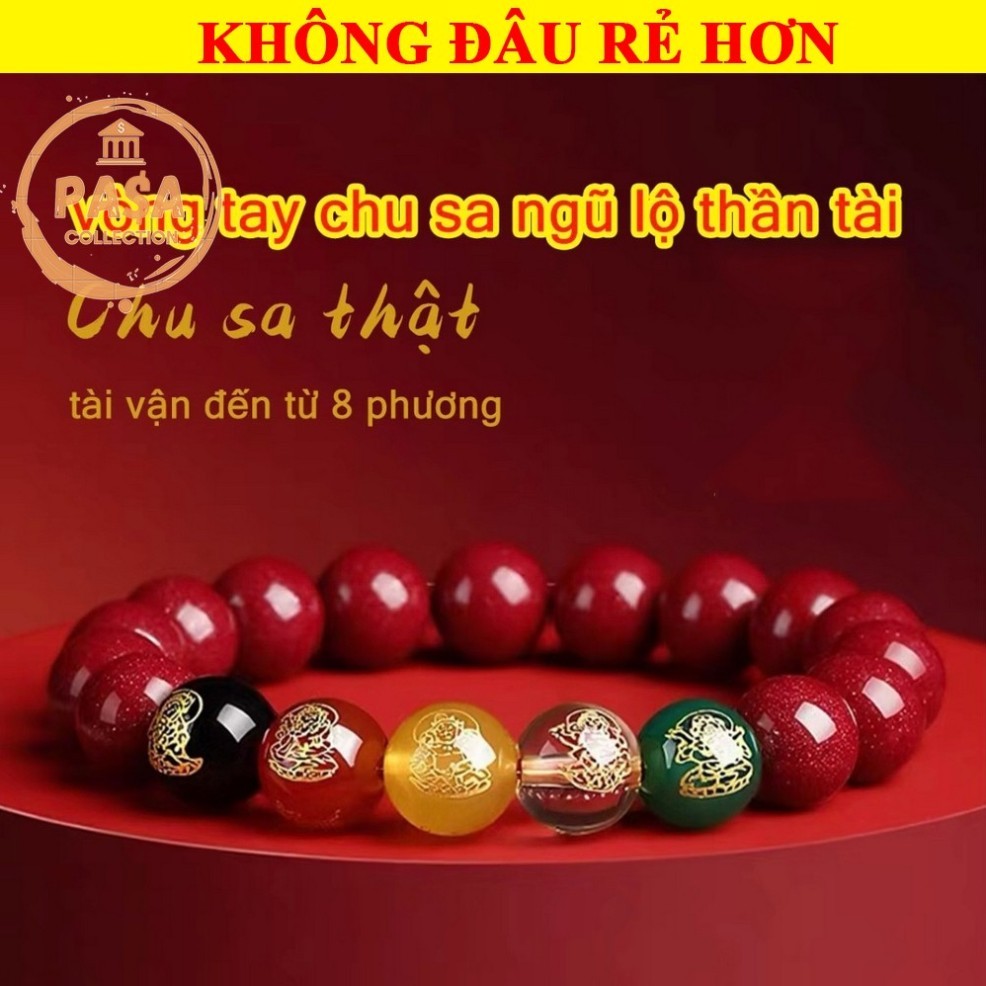 ⭐RƯỚC LỘC⭐ Vòng tay ngũ sắc giả hạt chu sa phong thủy – Size 10mm 12mm – phụ kiện may mắn