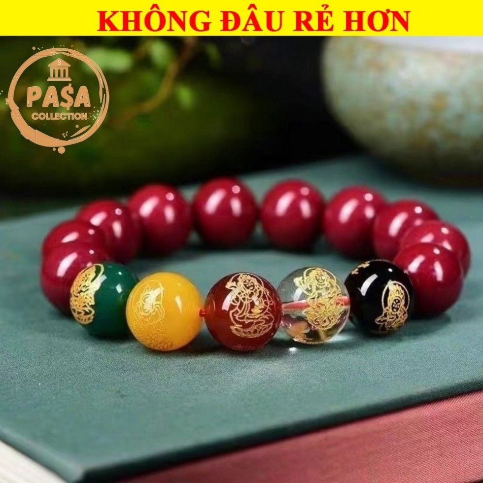 ⭐RƯỚC LỘC⭐ Vòng tay ngũ sắc giả hạt chu sa phong thủy – Size 10mm 12mm – phụ kiện may mắn
