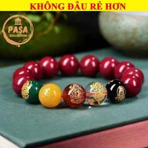 ⭐RƯỚC LỘC⭐ Vòng tay ngũ sắc giả hạt chu sa phong thủy – Size 10mm 12mm – phụ kiện may mắn