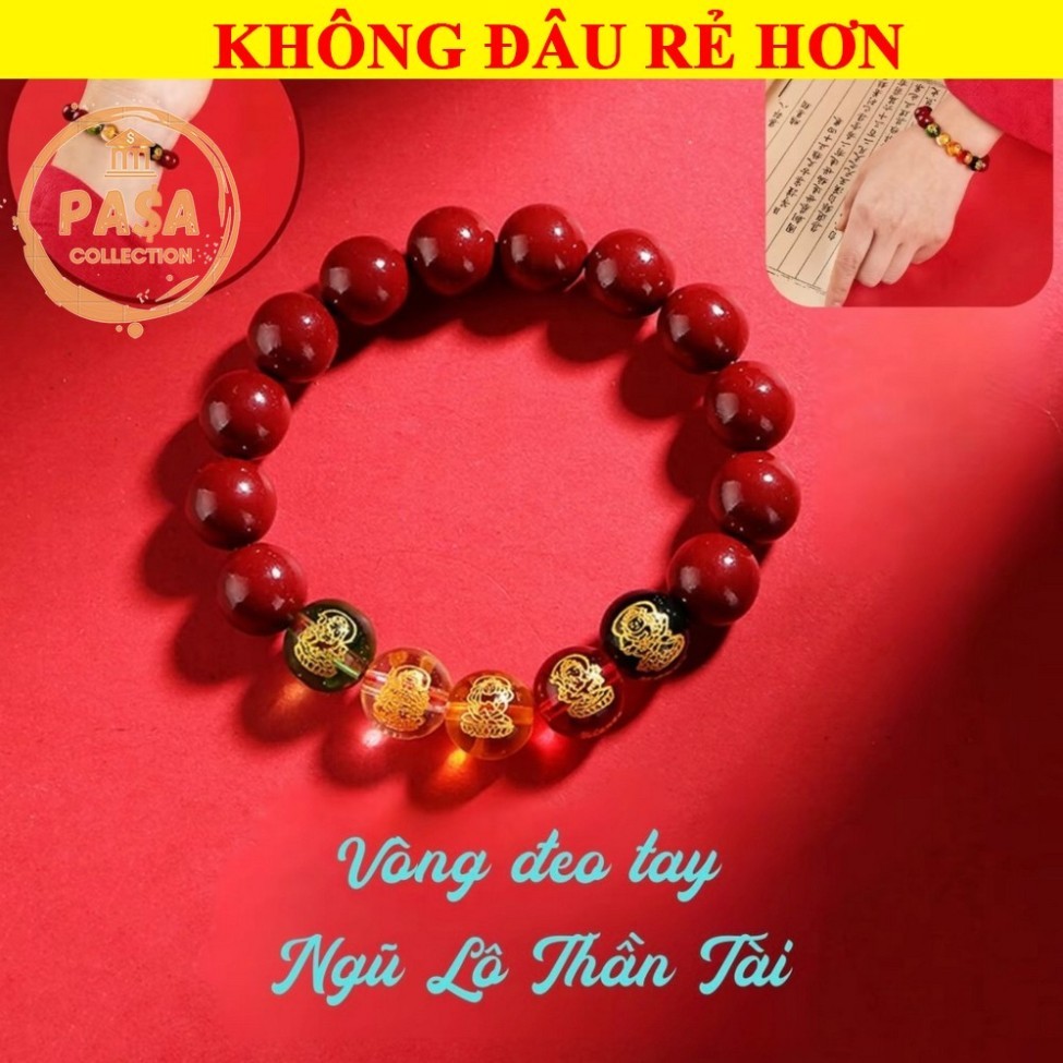 ⭐RƯỚC LỘC⭐ Vòng tay ngũ sắc giả hạt chu sa phong thủy – Size 10mm 12mm – phụ kiện may mắn