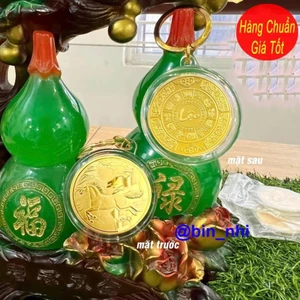 <RẺ HƠN NÈ> Móc Khóa Xu Hình Con Ngựa Vàng bằng kim loại , mặt chữ Lộc phong thủy Tết 2026