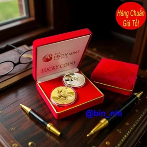 <RẺ HƠN NÈ> Tết 2026 Cặp Xu Con Ngựa Vàng Và Bạc Úc - tặng hộp nhung đỏ - Quà tặng khách hàng Tết Bính Ngọ