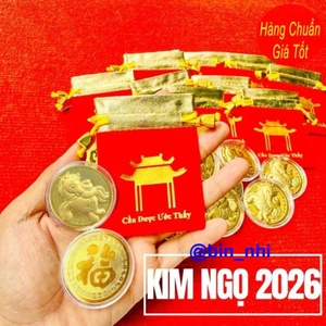 <RẺ HƠN NÈ> Lì Xì Tết Thỏi Xu Hình Con Ngựa Mạ Vàng Kèm Túi Lộc Phúc Cầu Được 2026