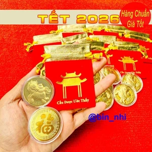 <RẺ HƠN NÈ> COMBO 100 Thỏi Xu Ngựa Vàng Thần Tài may mắn tài lộc kèm túi Nhung trang trọng biếu tặng, Lì Xì Tết