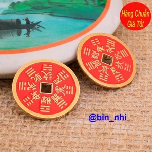 <RẺ HƠN NÈ> (ĐÃ XIIN L.ỘC) Xu Chu Sa Đỏ 2.8cm Gieo Kinh Dịch, Trấn Trạch May Mắn