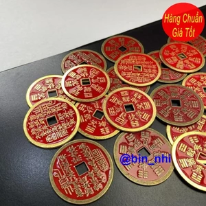 <RẺ HƠN NÈ> Đồng Xu Tám Chữ Dấu Hoa Mai Núi, Bằng Đồng Thau Sơn Chu Sa, Dày Dặn, Đồ Trang Trí Mặt Dây Chuyền