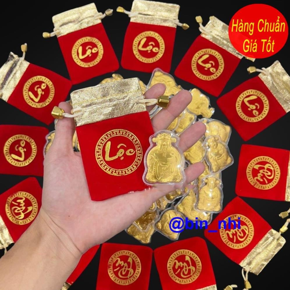 <RẺ HƠN NÈ> Vía Ông Thần Tài Vàng Kèm Túi Gấm Phúc Lộc, Làm Quà Tặng Cực Vip Ngày Vía Thần Tài Mùng 10