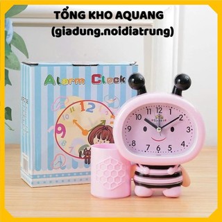ĐỒNG HỒ KÈM ỐNG ĐỰNG BÚT CHO BÉ - Đồng Hồ Báo Thức Hình Ong 2in1 Dễ Thương,Ống Cắm Bút Hình Con Ong Decor Bàn Học