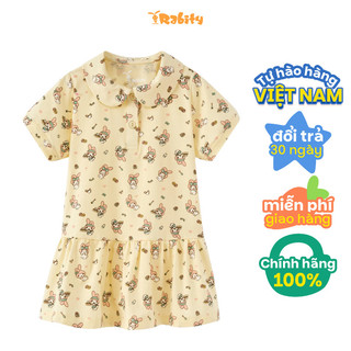 Đầm thun tay ngắn cổ sen thỏ làm bánh, hoạ tiết đáng yêu bé gái Rabity 950.070