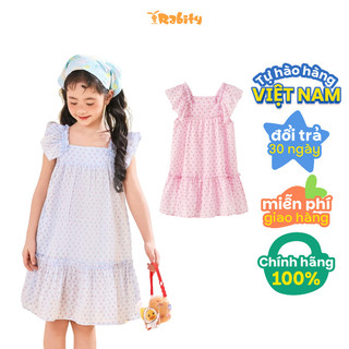 Đầm thô tay ngắn bèo vai hoa nhí bé gái Rabity 950.075