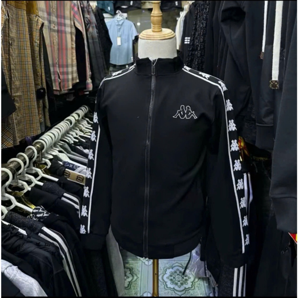 Áo Khoác Nỉ Mịn Cạp Ba Logo Thêu Nổi Phối 2 Viền Sọc Cánh Tay Phong Cách Hàn Quốc Dành Cho Nam Nữ  hot trend