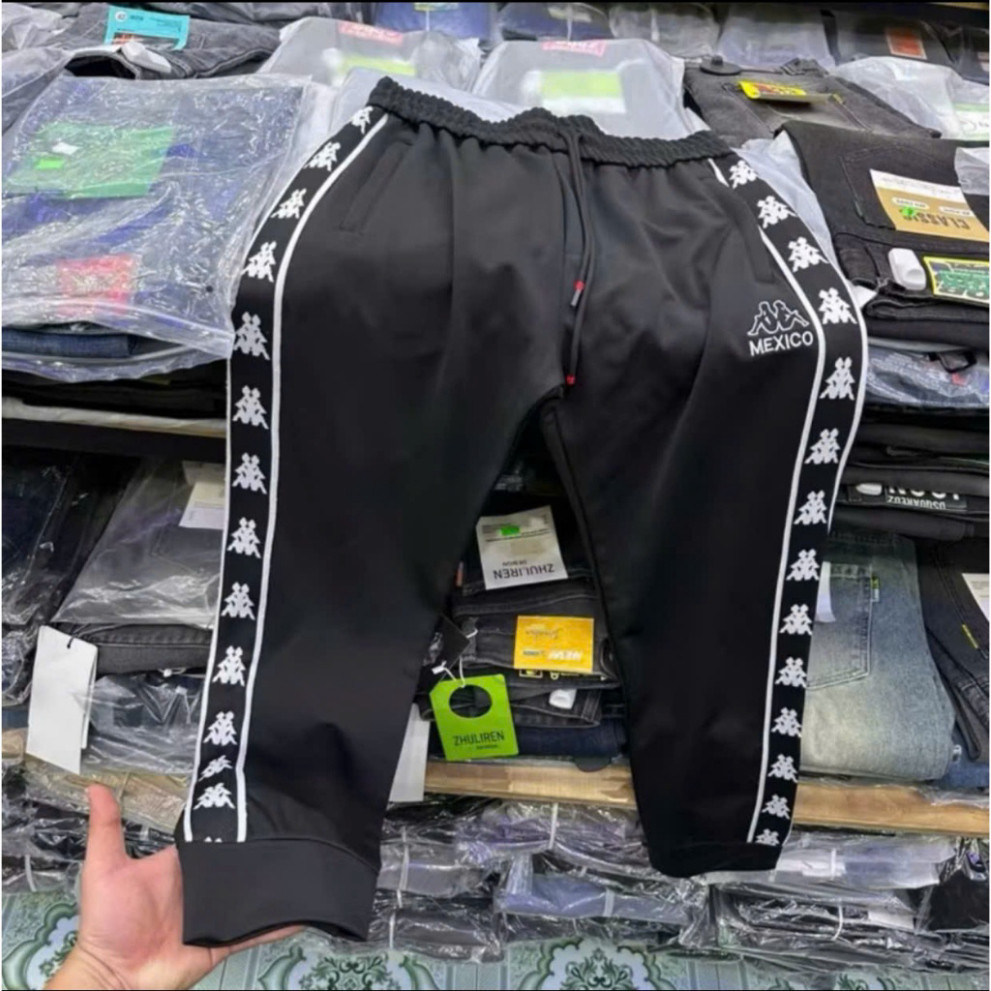 Quần Thun Jogger KAPPPA Họa Tiết Logo Thêu Phối 2 Viền Dọc Quần Ống Côn Dày Dặn Dành Cho Nam Nữ  hot trend