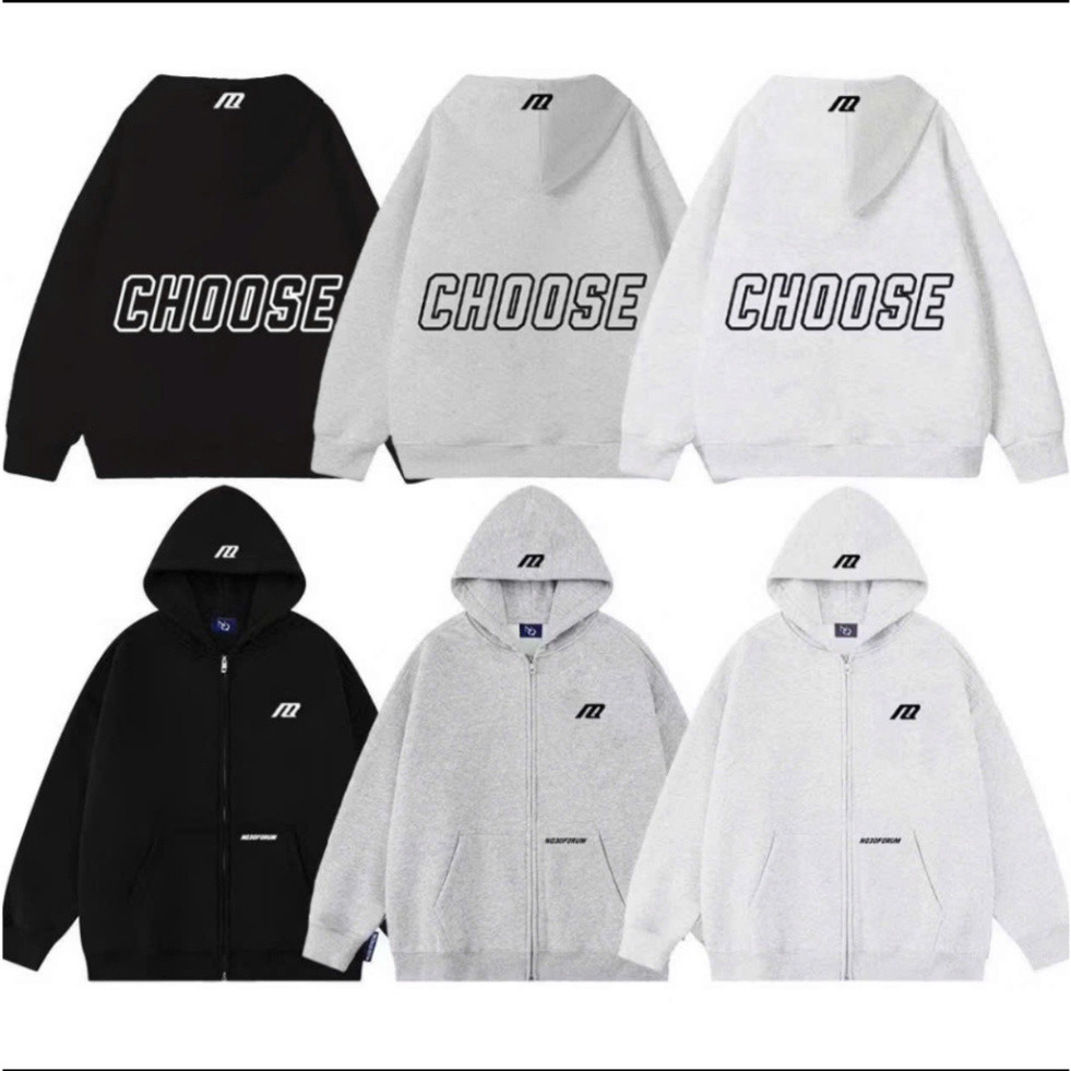 Áo Khoác Hoodie Zip Thêu Nổi NQ30 CHOOSE Chất Nỉ Dày Dặn Form Rộng Unisex Nam Nữ  hot trend