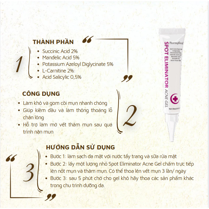 Gel giảm mụn, giảm dầu thừa Pharmaform Spot Eliminator Acne Gel 15ml